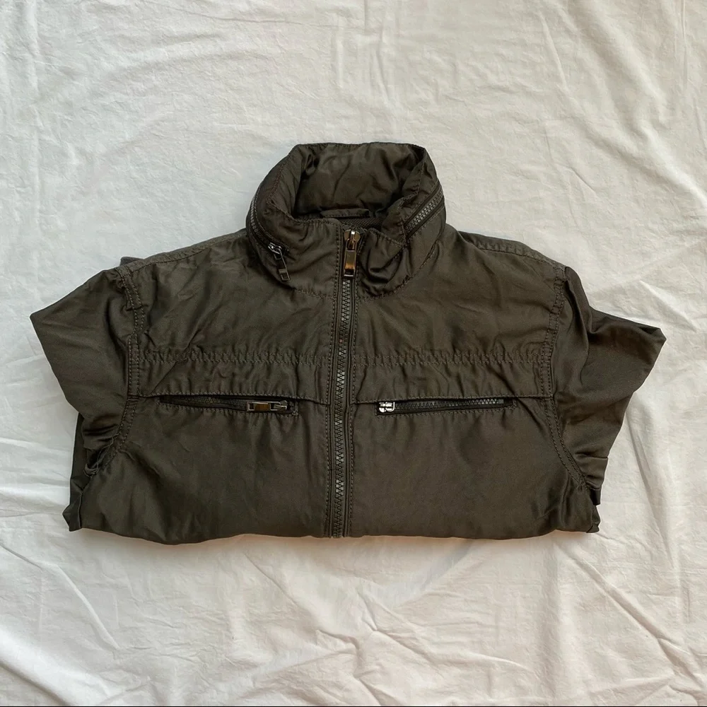 Zara Men Olive Wind Bomber Jacket Size S - Picture 2 of 6